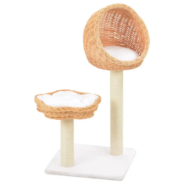 Kassipuu sisalköiega kraapimispostidega ja 2 pajukorviga, naturaalne, 85 cm – 2