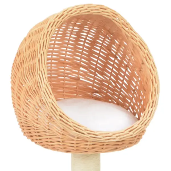 Kassipuu sisalköiega kraapimispostidega ja 2 pajukorviga, naturaalne, 85 cm – 4