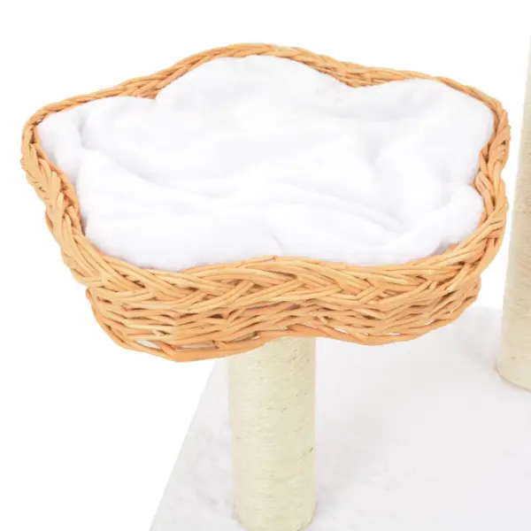 Kassipuu sisalköiega kraapimispostidega ja 2 pajukorviga, naturaalne, 85 cm – 5