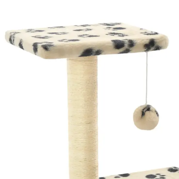 Kraapimispostidega kassipuu rippuva palliga, beež käpajälgedega, 65 cm – 4