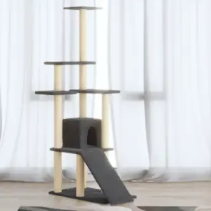 Tumehall kassipuu majakese ja sisalpostidega, 155 cm