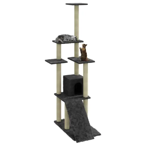 Tumehall kassipuu majakese ja sisalpostidega, 155 cm – 3