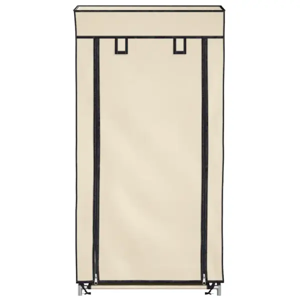 Kattega kingakapp 5 riiuliga, kreemjasvalge kangas, 58 x 28 x 106 cm – 4