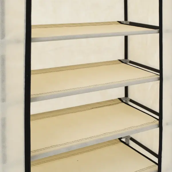 Kattega kingakapp 5 riiuliga, kreemjasvalge kangas, 58 x 28 x 106 cm – 8