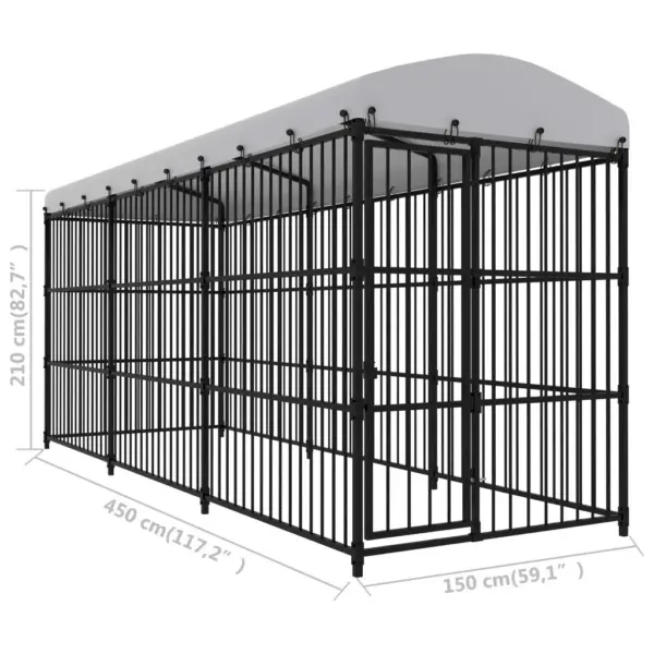 Katusega koeraaed, must teras, 450 x 150 x 210 cm - 5
