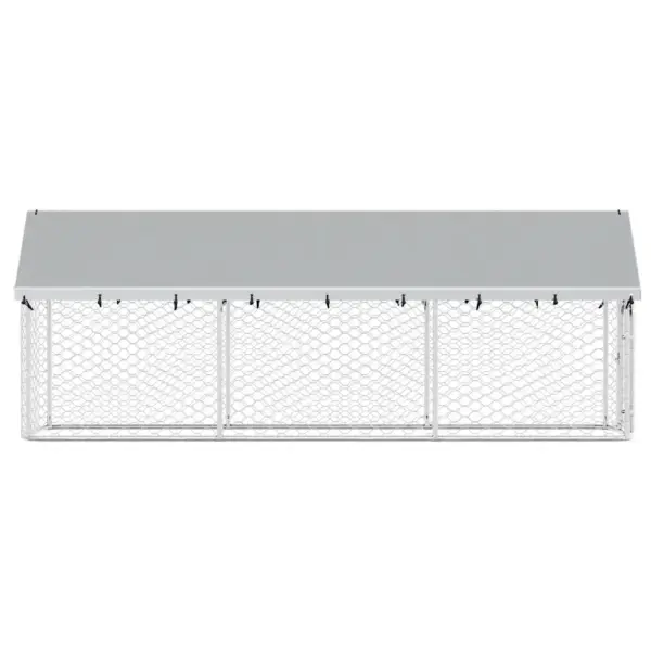 Katusega koeraaedik lukustatava väravaga, hõbedane tsingitud teras, 400 x 100 x 150 cm – 8