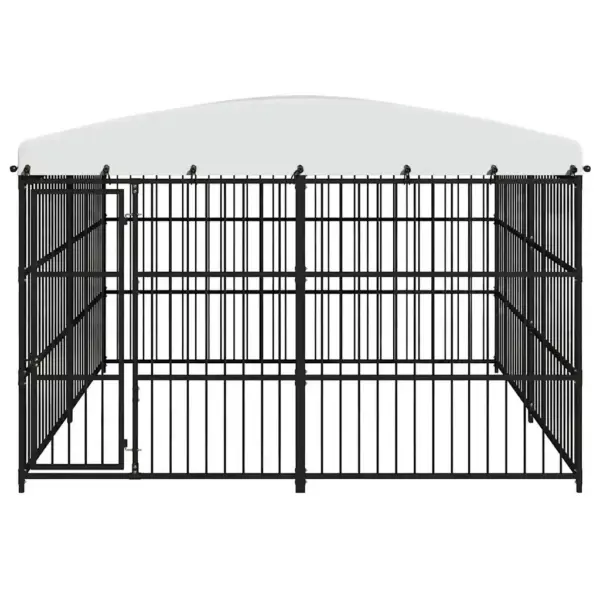 Katusega õue koeraaedik, must teras, 300 x 300 x 210 cm – 3