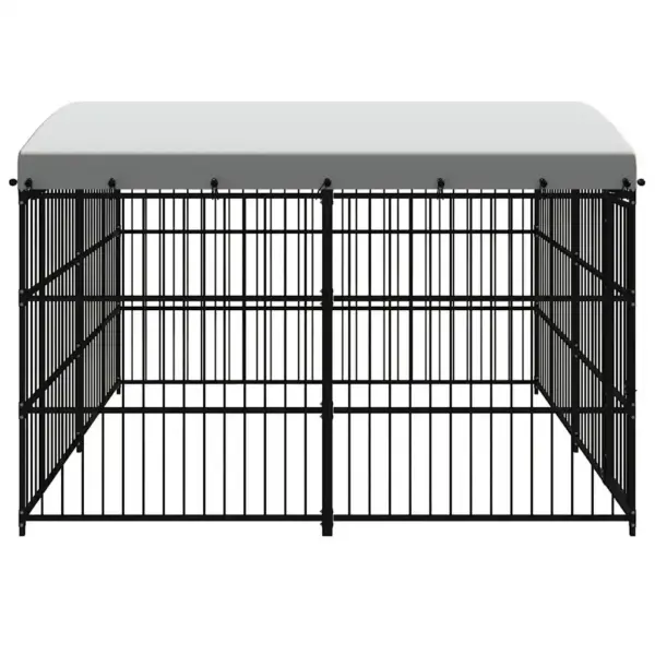 Katusega õue koeraaedik, must teras, 300 x 300 x 210 cm – 4