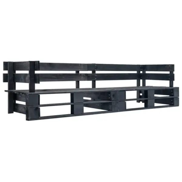 2-osaline kaubaalusdiivanikomplekt punaste patjadega, must immutatud männipuit, 220 x 66 x 65 cm – 3