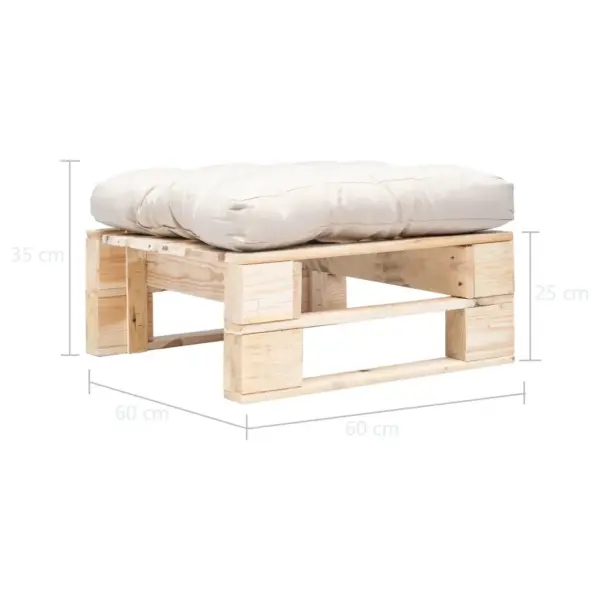 Kaubaaluste stiilis otoman jalapink liivakarva padjaga, naturaalne immutatud männipuit, 60 x 60 x 35 cm – 3