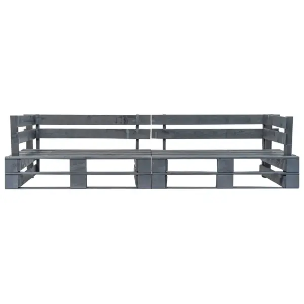 2-osaline kaubaalustest aiadiivanikomplekt, hallimmutatud männipuit, hallid padjad, 220 x 66 x 65 cm – 4