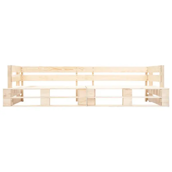 2-osaline kaubaalustest aiadiivani komplekt, punased padjad, immutatud männipuit, 220 cm – 3