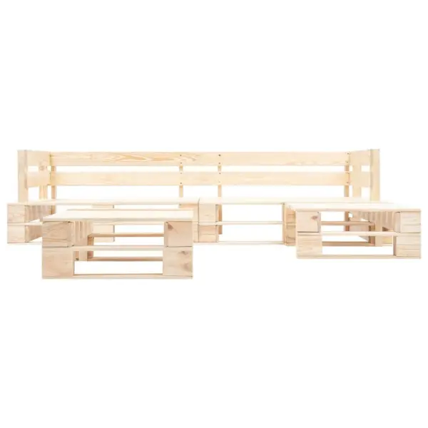 4-osaline kaubaalustest aiadiivani komplekt punaste patjadega, immutatud männipuit, 220 x 126 x 65 cm – 4