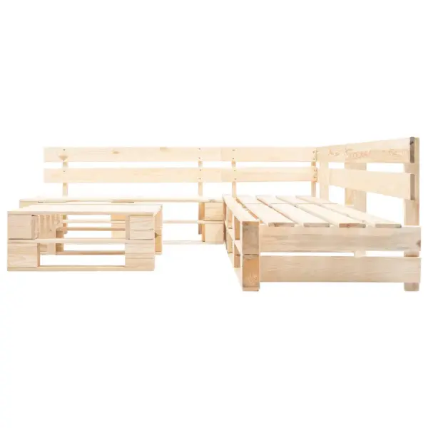 4-osaline kaubaalustest aiamööbli komplekt punaste patjadega, immutatud männipuit, diivanikomplekt 220 x 176 x 65 cm – 4