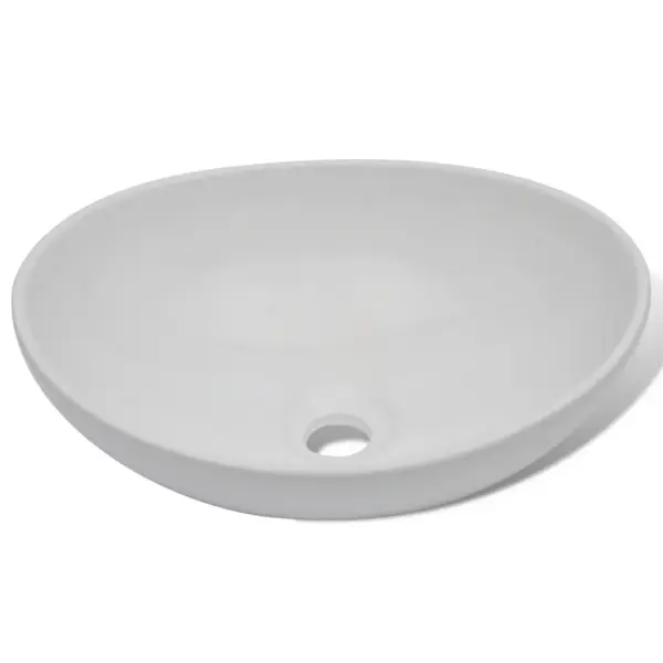 Ovaalne keraamiline kapipealne valamu koos kroomsegistiga, valge, 40 x 33 x 13,5 cm – 3
