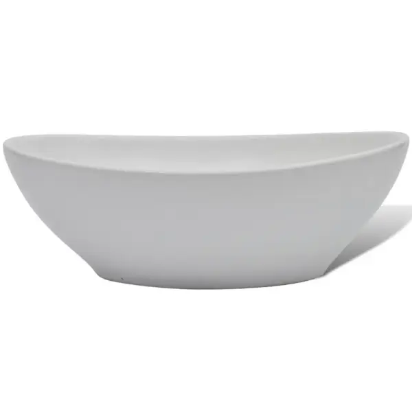 Ovaalne keraamiline kapipealne valamu koos kroomsegistiga, valge, 40 x 33 x 13,5 cm – 4