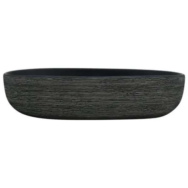 Käsitsi valmistatud keraamiline tööpinnale valamu, ovaalne, hall ja must, 59 x 40 x 14 cm – 3