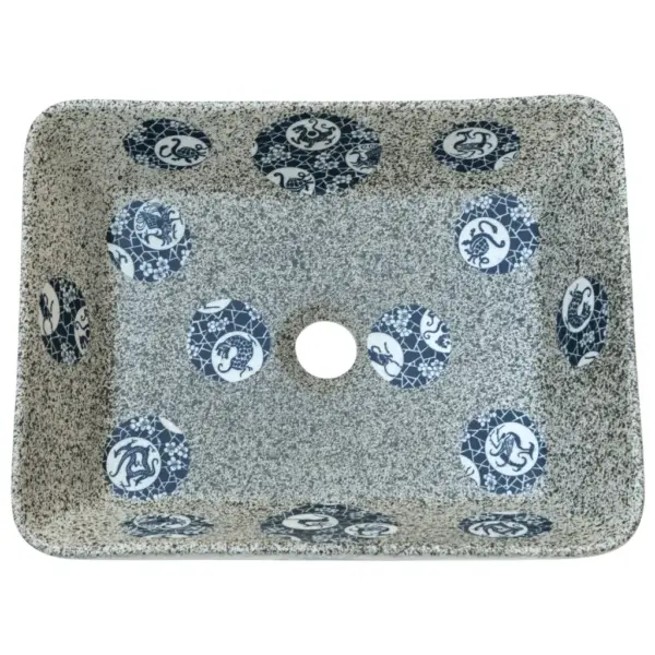 Tööpinnale paigaldatav ristkülikukujuline keraamiline valamu, mitmevärviline, 46 x 35,5 x 13 cm – 6