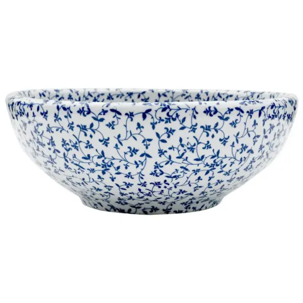 Ümmargune tööpinnale paigaldatav käsitsi valmistatud keraamiline valamu, valge-sinine, 41 x 14 cm – 2