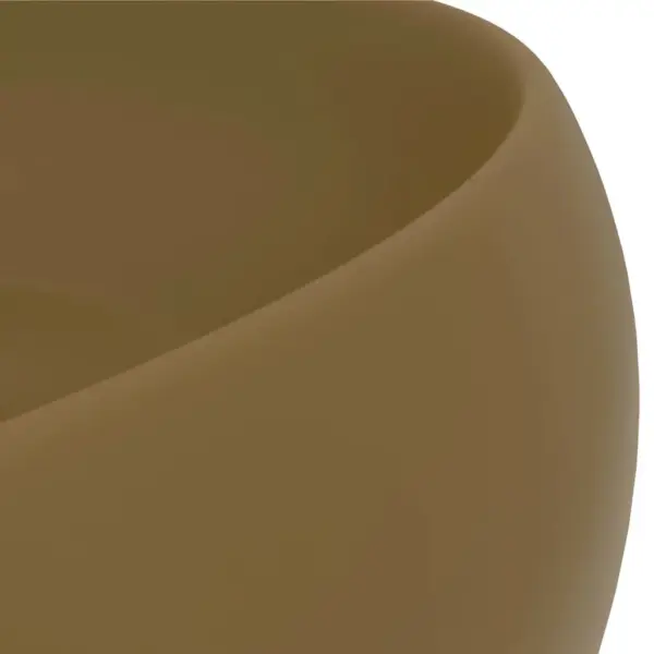 Ümmargune keraamiline valamu, matt kreemjas, kapi peale, 40 x 15 cm – 5