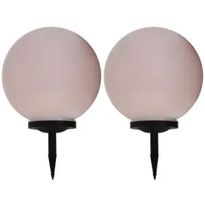 Õue kerakujulised LED päikeselambid RGB valgusega, 2 tk, valge, 40 cm
