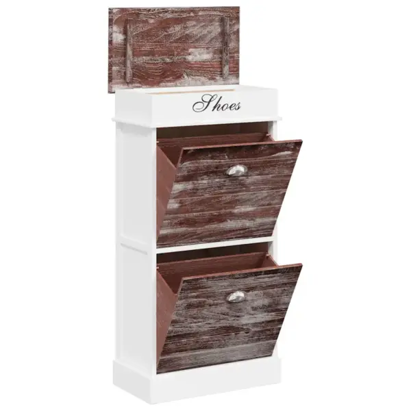 Kingakapp 2 kallutatava sahtliga, pruun ja valge Paulownia puit, 50 x 28 x 98 cm – 3