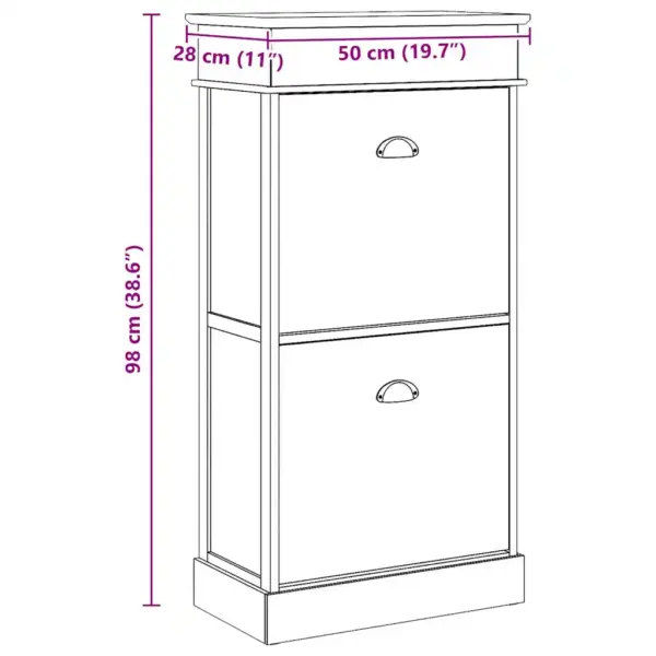 Kingakapp 2 kallutatava sahtliga, pruun ja valge Paulownia puit, 50 x 28 x 98 cm – 10