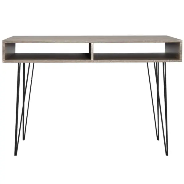 Kirjutuslaud 2 riiuliga, hall ja tammevärvi, MDF ja metall, 110 x 50 x 76 cm – 2