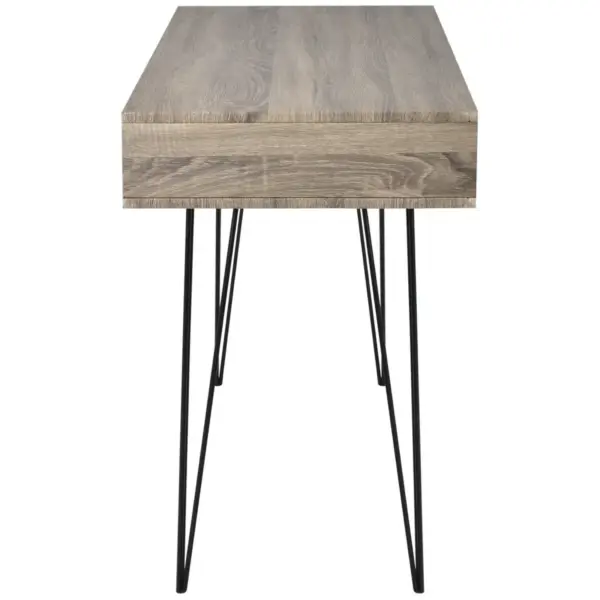 Kirjutuslaud 2 riiuliga, hall ja tammevärvi, MDF ja metall, 110 x 50 x 76 cm – 3