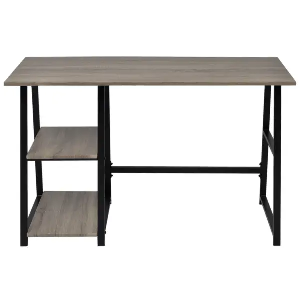 Kirjutuslaud 2 riiuliga, hall ja tammevärvi, MDF ja metall, 120 x 50 x 73 cm – 2