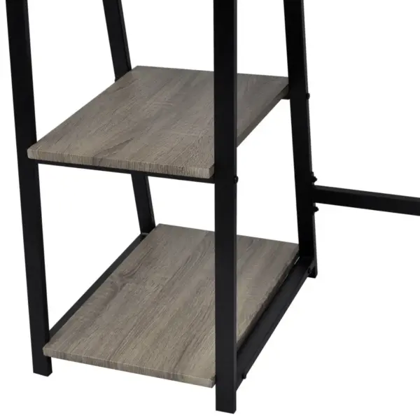 Kirjutuslaud 2 riiuliga, hall ja tammevärvi, MDF ja metall, 120 x 50 x 73 cm – 4