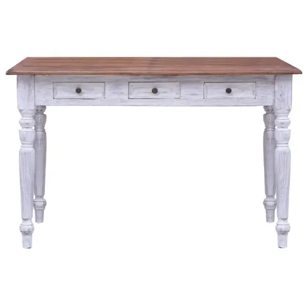 Kirjutuslaud 3 sahtliga, mahagonipuit, valge ja naturaalne, 117 x 57 x 75 cm – 2