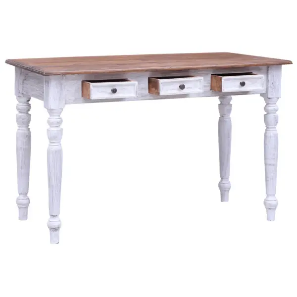 Kirjutuslaud 3 sahtliga, mahagonipuit, valge ja naturaalne, 117 x 57 x 75 cm – 3