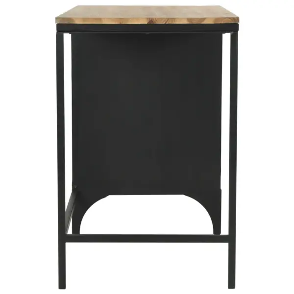 Tööstusliku stiiliga kirjutuslaud 3 sahtliga, nulupuidust lauaplaat ja must terasraam, 100 x 50 x 76 cm – 5