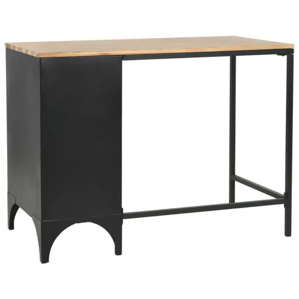 Tööstusliku stiiliga kirjutuslaud 3 sahtliga, nulupuidust lauaplaat ja must terasraam, 100 x 50 x 76 cm – 6