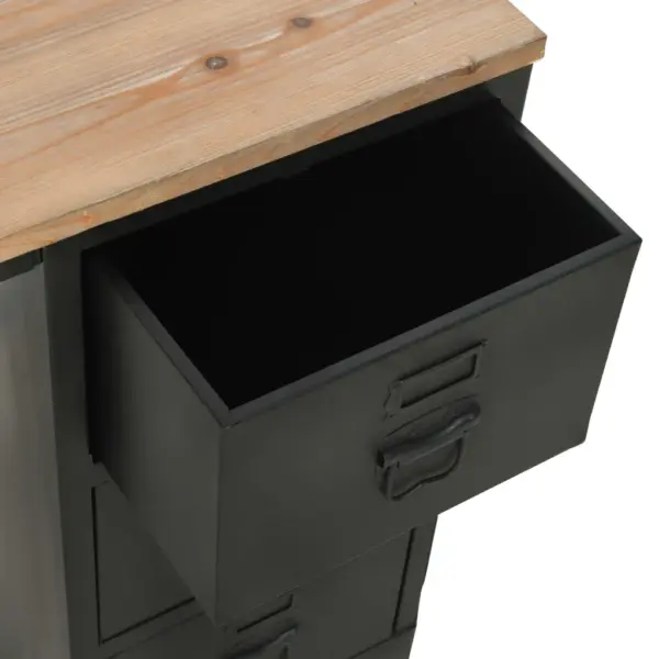 Tööstusliku stiiliga kirjutuslaud 3 sahtliga, nulupuidust lauaplaat ja must terasraam, 100 x 50 x 76 cm – 9