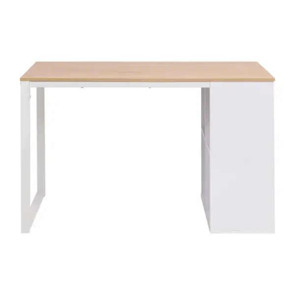 Kirjutuslaud 4 avatud sektsiooniga, tamm ja valge, 120 x 60 x 75 cm – 2