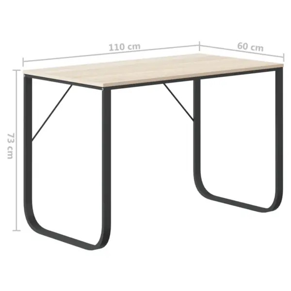 Kirjutuslaud musta metallraamiga, tammevärvi puitlaastplaat, 110 x 60 x 73 cm – 6