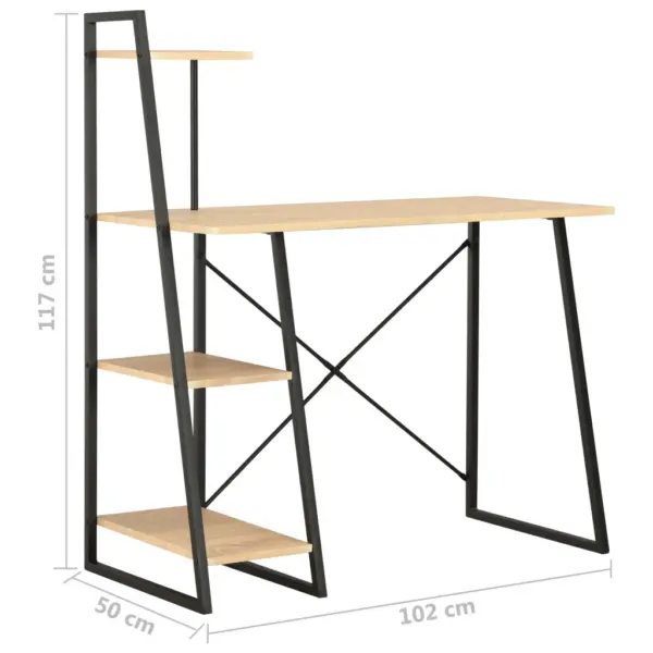 Kirjutuslaud riiulisüsteemiga, must ja tammevärvi, 102 x 50 x 117 cm – 7