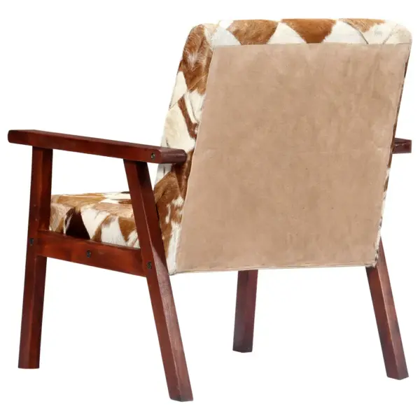 Kitsenahast tugitool valge-pruun, akaatsiapuidust raam, 61 x 69 x 72 cm – 5