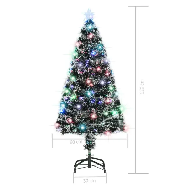 Kiudoptiline LED kunstjõulukuusk terasalusel, roheline-valge, 120 cm – 8