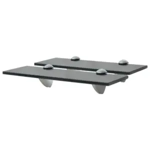 Hõljuvad seinariiulid 2 tk, must karastatud klaas, 30 x 10 cm, 8 mm