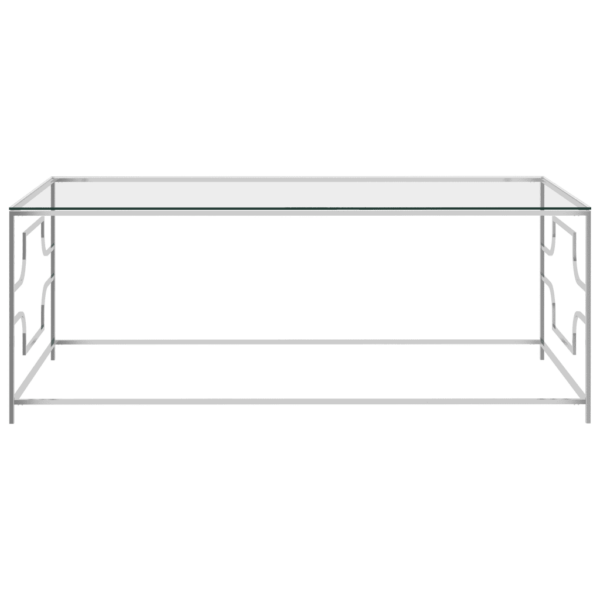 Klaasist kohvilaud hõbedase roostevaba terasraamiga, 120 x 60 x 45 cm – 2