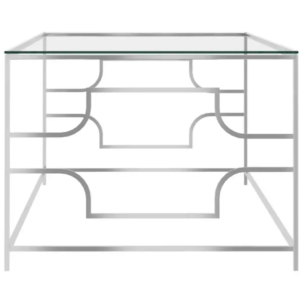 Klaasist kohvilaud hõbedase roostevaba terasraamiga, 120 x 60 x 45 cm – 3