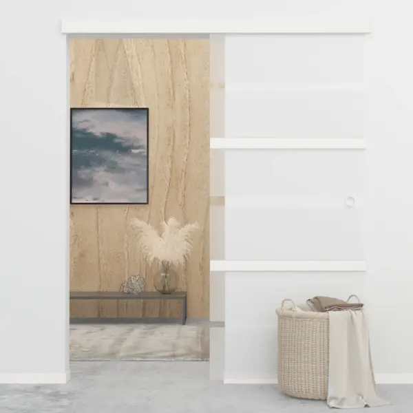 Klaasist liuguks ESG-klaasist ja alumiiniumsiiniga, hõbedane, 90 x 205 cm – 3