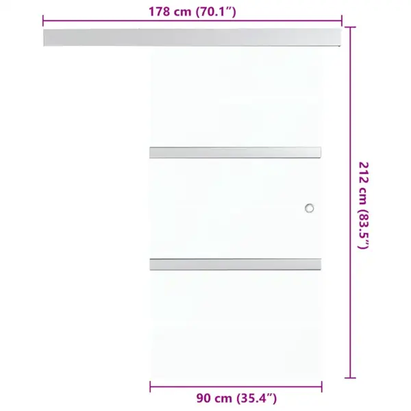 Klaasist liuguks ESG-klaasist ja alumiiniumsiiniga, hõbedane, 90 x 205 cm – 7