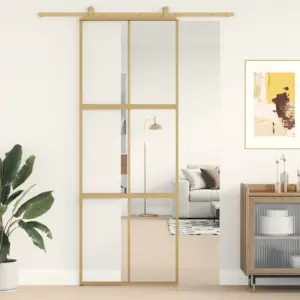 Kuldne liuguks läbipaistvast ESG-klaasist, alumiiniumraam, 76 x 205 cm