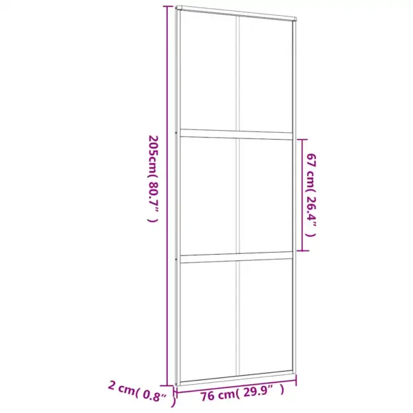 Kuldne liuguks läbipaistvast ESG-klaasist, alumiiniumraam, 76 x 205 cm – 9