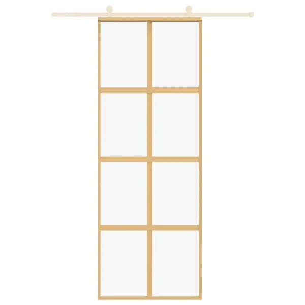 Klaasist liuguks kuldse alumiiniumraamiga, läbipaistev ESG-klaas, 76 x 205 cm – 3