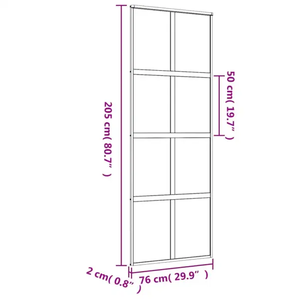 Klaasist liuguks kuldse alumiiniumraamiga, läbipaistev ESG-klaas, 76 x 205 cm – 9